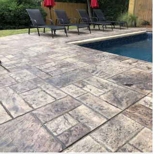 Picture of stamped concrete pool deck